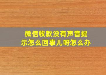 微信收款没有声音提示怎么回事儿呀怎么办