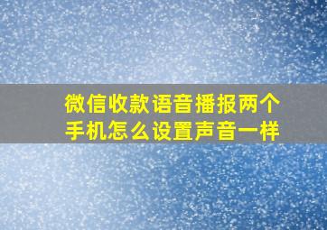 微信收款语音播报两个手机怎么设置声音一样