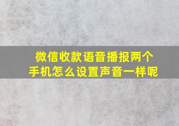 微信收款语音播报两个手机怎么设置声音一样呢