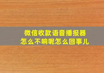 微信收款语音播报器怎么不响呢怎么回事儿