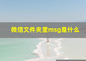 微信文件夹里msg是什么