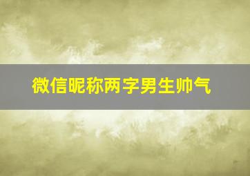 微信昵称两字男生帅气