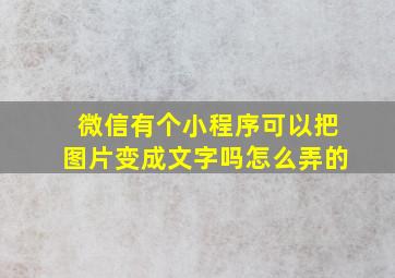 微信有个小程序可以把图片变成文字吗怎么弄的