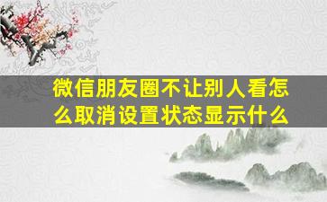 微信朋友圈不让别人看怎么取消设置状态显示什么