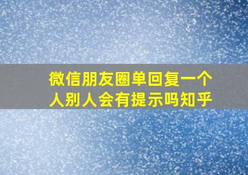 微信朋友圈单回复一个人别人会有提示吗知乎