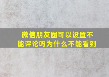 微信朋友圈可以设置不能评论吗为什么不能看到