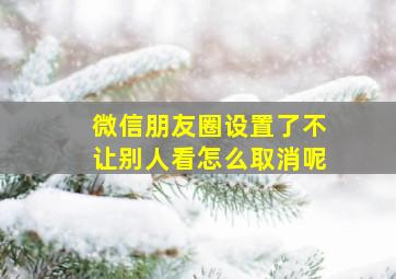 微信朋友圈设置了不让别人看怎么取消呢