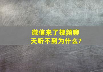 微信来了视频聊天听不到为什么?