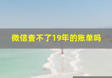 微信查不了19年的账单吗