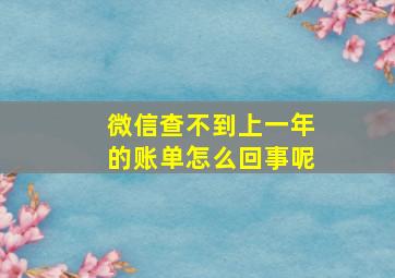 微信查不到上一年的账单怎么回事呢