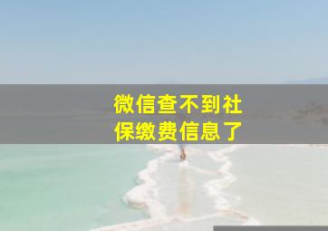 微信查不到社保缴费信息了