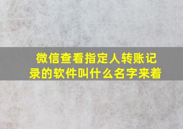 微信查看指定人转账记录的软件叫什么名字来着