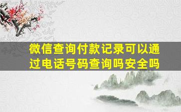 微信查询付款记录可以通过电话号码查询吗安全吗