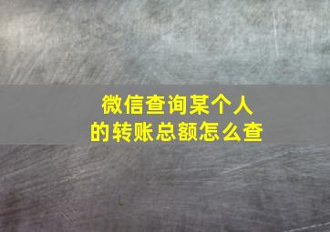 微信查询某个人的转账总额怎么查