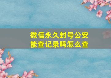 微信永久封号公安能查记录吗怎么查