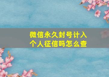 微信永久封号计入个人征信吗怎么查