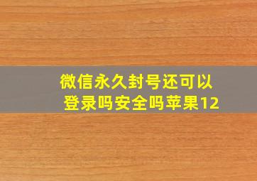 微信永久封号还可以登录吗安全吗苹果12