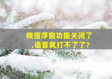 微信浮窗功能关闭了,语音就打不了了?