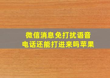 微信消息免打扰语音电话还能打进来吗苹果