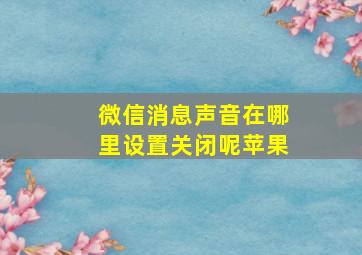 微信消息声音在哪里设置关闭呢苹果