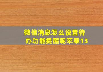 微信消息怎么设置待办功能提醒呢苹果13