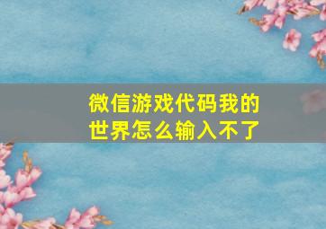 微信游戏代码我的世界怎么输入不了