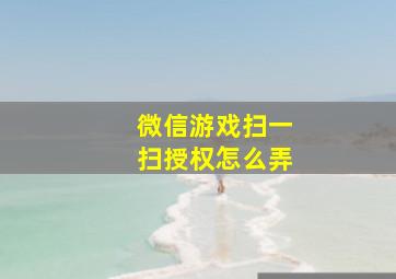 微信游戏扫一扫授权怎么弄