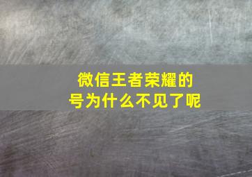 微信王者荣耀的号为什么不见了呢