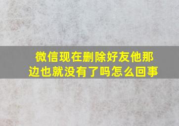 微信现在删除好友他那边也就没有了吗怎么回事