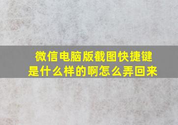 微信电脑版截图快捷键是什么样的啊怎么弄回来