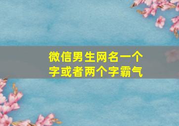 微信男生网名一个字或者两个字霸气