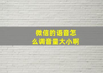 微信的语音怎么调音量大小啊