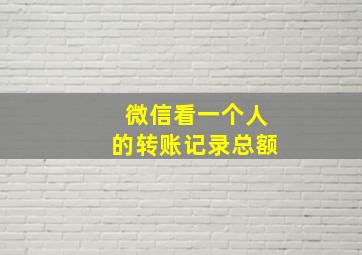 微信看一个人的转账记录总额