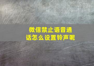 微信禁止语音通话怎么设置铃声呢