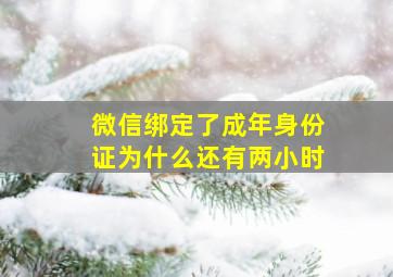 微信绑定了成年身份证为什么还有两小时