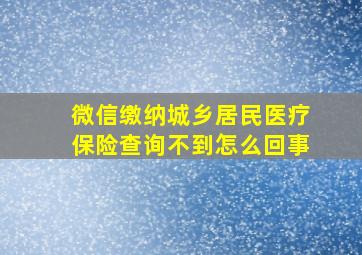 微信缴纳城乡居民医疗保险查询不到怎么回事