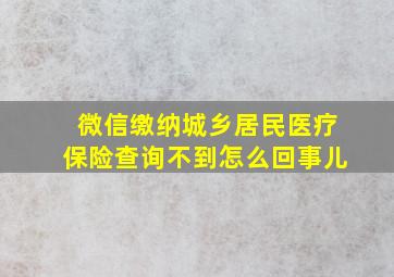 微信缴纳城乡居民医疗保险查询不到怎么回事儿