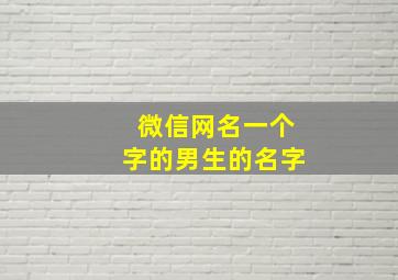 微信网名一个字的男生的名字