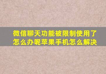 微信聊天功能被限制使用了怎么办呢苹果手机怎么解决