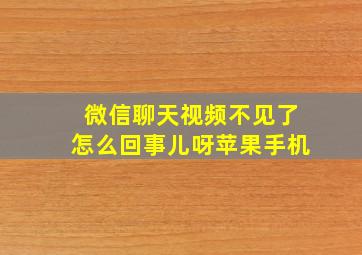 微信聊天视频不见了怎么回事儿呀苹果手机