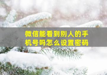 微信能看到别人的手机号吗怎么设置密码