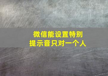 微信能设置特别提示音只对一个人