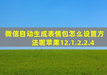 微信自动生成表情包怎么设置方法呢苹果12.1.2.2.4