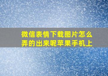 微信表情下载图片怎么弄的出来呢苹果手机上