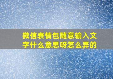 微信表情包随意输入文字什么意思呀怎么弄的