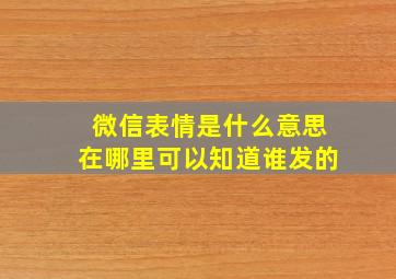 微信表情是什么意思在哪里可以知道谁发的