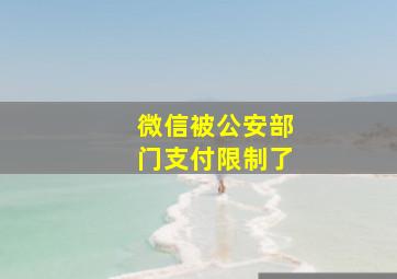 微信被公安部门支付限制了