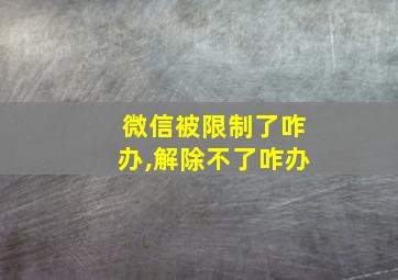 微信被限制了咋办,解除不了咋办