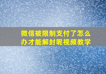 微信被限制支付了怎么办才能解封呢视频教学