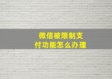 微信被限制支付功能怎么办理